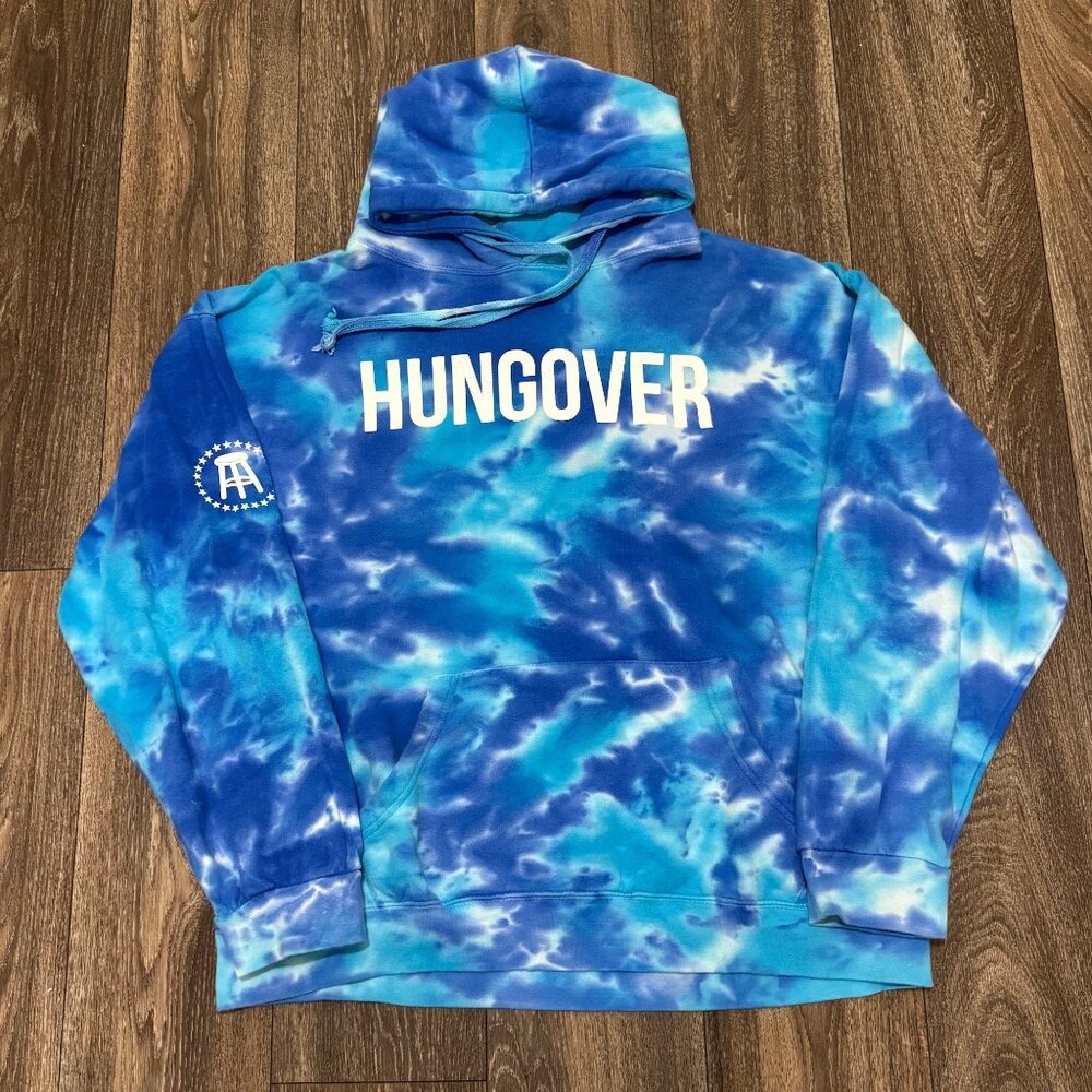 Barstool Sports Hoodie Men's Large Blue Tye-Dye Hungover Dave Portnoy Podcast